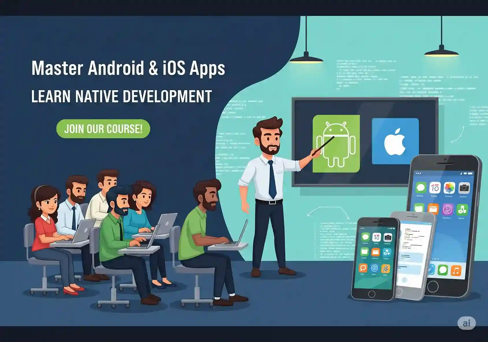 A split screen showing an Android app on one side and an iOS app on the other, representing native app development in Sivakasi.
