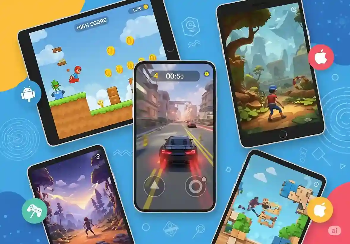 A smartphone displaying an exciting 3D mobile game, developed by a studio in Chennai.
