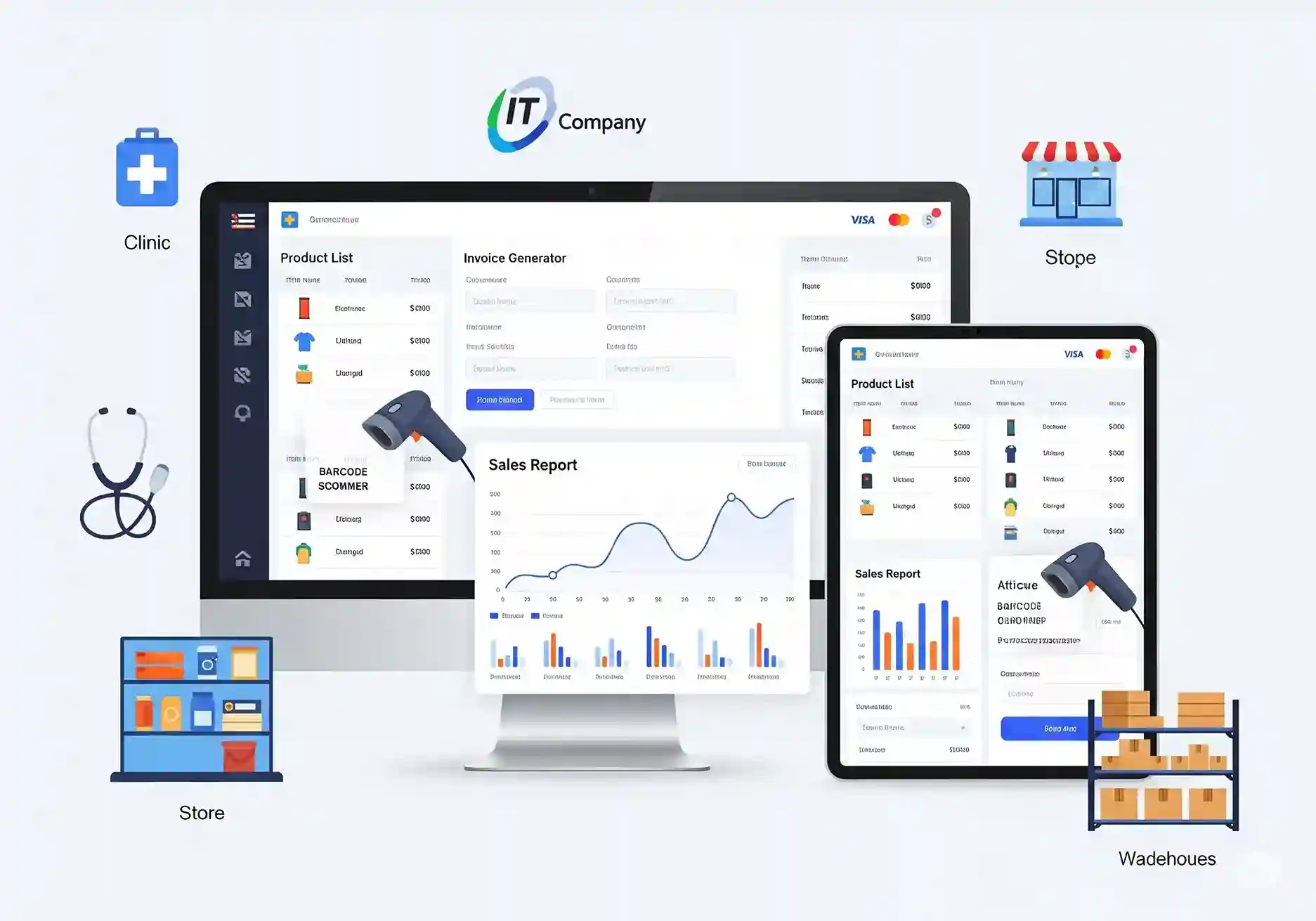 A computer screen showing a clean interface for inventory and billing software, designed for businesses in Sivakasi.